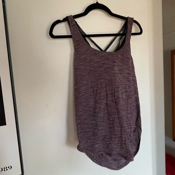 Lululemon purple tank top with attached strappy bra - Picture 1 of 4